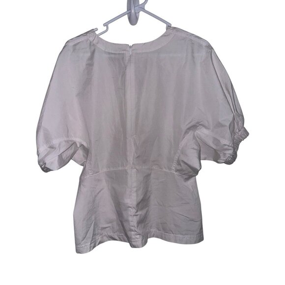 3.1 Phillip Lin White Poplin Side Stud Blouse Sz 6 V Neck Short Sleeve Classic - Picture 2 of 5